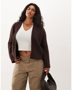 ASOS Asos Design Curve Edge To Edge Wide Rib Cardigan - Natural