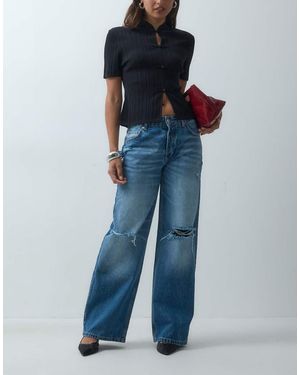 ASOS Jeans Dritti Strappati Lavaggio Medio - Blu