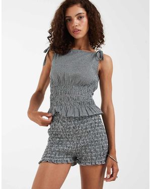 JJXX Pantalones Cortos A Cuadros Vichy Negros De Sirsaca - Gris