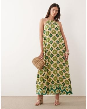 Nobody's Child Sara Halter Neck A Line Maxi Dress - Green