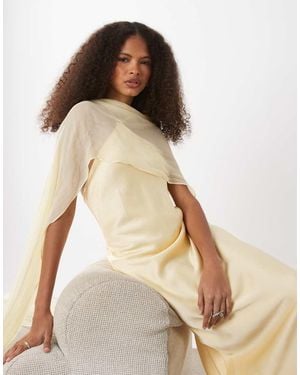 Mango Capule Satin Maxi Dress With Scarf - Natural