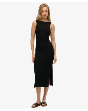 Superdry & Co Jersey Twist Back Midi Dress - Black
