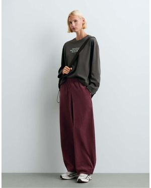 Oysho Balloon Crop Needlecord Trousers - Red