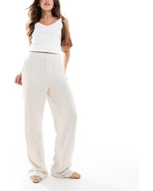 Object Linen Touch Wide Leg Trouser - White