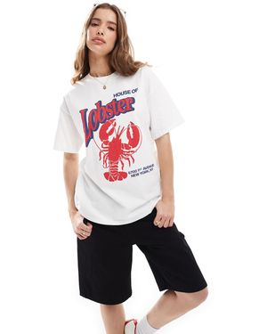 Pull&Bear Lobster Graphic T-Shirt - White