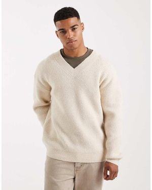 New Look Soft Marl V Neck Jumper - Natural