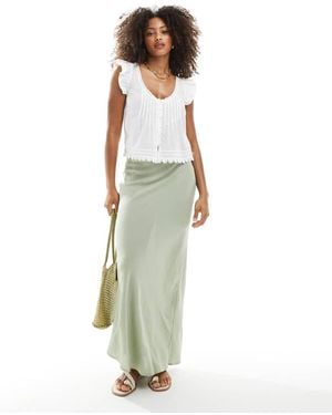 New Look Bias Linen Blend Maxi Skirt - White