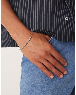 ASOS Bracelet style festival en acier étanche avec perles rectangulaires en métal - Bleu