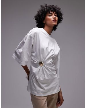 & Other Stories Top oversize en jersey avec fermoir asymétrique en métal doré sur l'avant - Gris