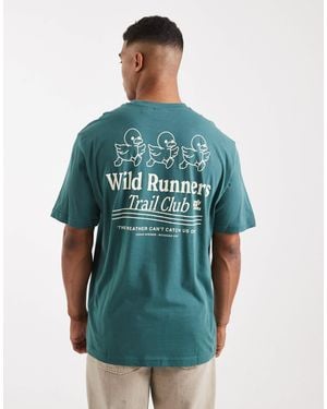 Only & Sons Oversized T-shirt With Runners Back Print - Green