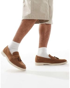 Threadbare Faux Suede Tassel Loafers - White