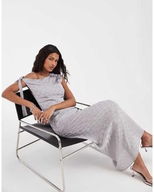 Motel Sardian Chiffon Off Shoulder Maxi Dress - Black