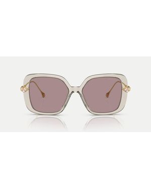Swarovski Gafas De Sol Marrón Claro Transparente Rectangulares Con Lentes Violetas Sk6011 De - Rosa