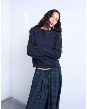 TOPSHOP Knitted Side Button Sweater - Blue