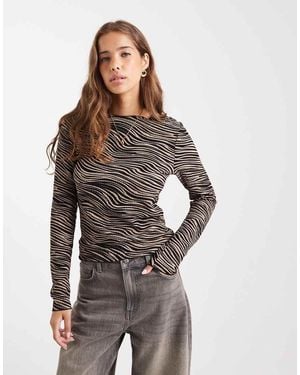 Vero Moda Long Sleeve Textured Jersey Top - Grey