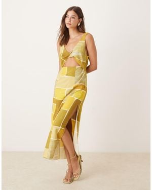ASOS Strappy Twist Bust Detail Cut Out Midi Dress - Natural