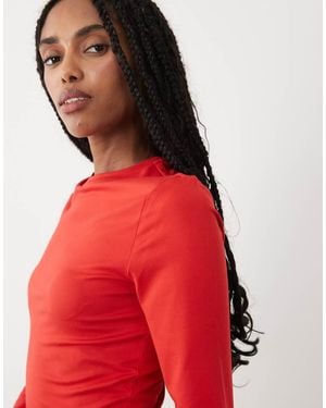 Miss Selfridge Sculpted Long Sleeve Tshirt - Red