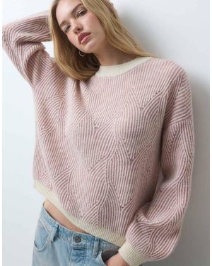 Pieces Jersey De Punto Con Textura En Rosa Y Crema En Contraste-Gris - Multicolor