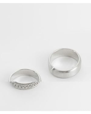 Jack & Jones 2 Pack Plain Chain And Pattern Rings - White