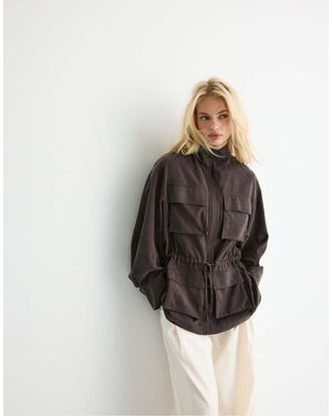 Stradivarius Fluid Utility Parka - Brown