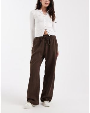 ONLY Wide Leg Linen Look Trousers - White