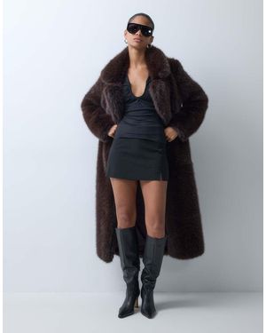 Forever New Faux Fur Longline Coat - Black