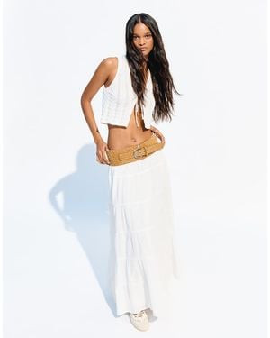 Bershka Boho Maxi Skirt - White