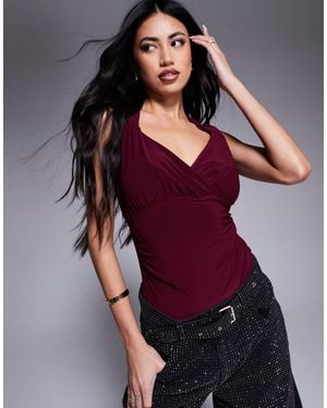 River Island – geraffter wickel-body - Lila