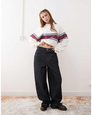 Collusion Jeans Larghi Color Indaco Con Cuciture - Bianco