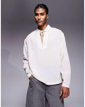 ASOS Oversized Sheer Overhead Shirt With Neck Tie - Grey