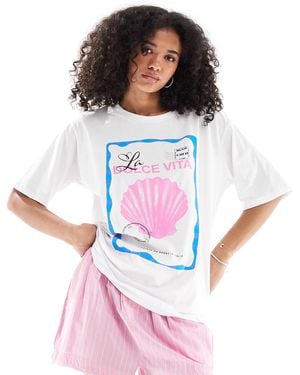ONLY Dolce Vita Graphic Boyfriend Fit T-shirt - White