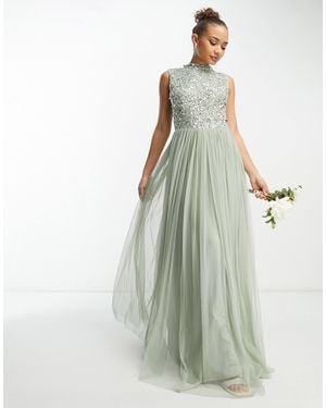 Beauut – bridesmaid – verziertes, langes 2-in-1-brautjungfernkleid - Grün