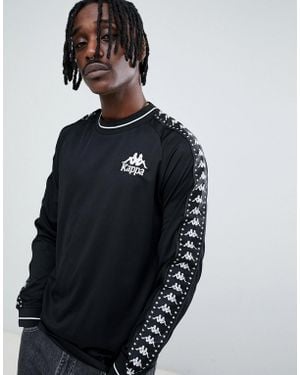 Kappa Long Sleeve T-shirt With Contrast Ringer And Logo Taping In Black
