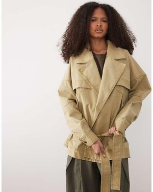 Mango Kort Jack Van 100% Katoen Met Riem - Naturel