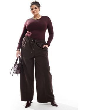 Yours Pull On Wide Leg Pants - Purple