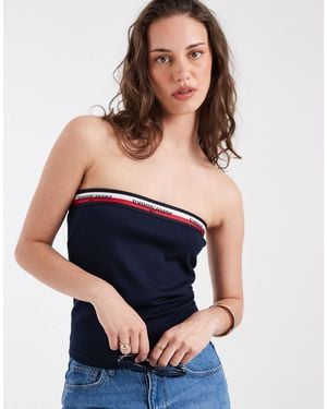 Tommy Hilfiger Tape Slim Fit Bandeau Top - Blue