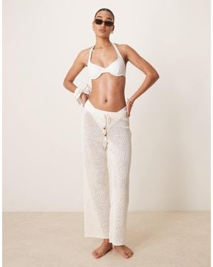 Abercrombie & Fitch Swim Sheer Knitted Trouser - Natural