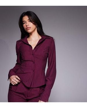Kaiia Exclusive Button Front Fitted Shirt - Purple