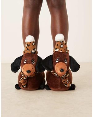 ASOS Zizzle Sausage Dog Slippers - Brown