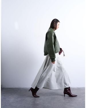 TOPSHOP Jupe longue habillée coupe trapèze volumineuse - Blanc