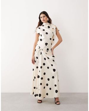 ARRANGE Split Shoulder Draped Maxi Dress - White