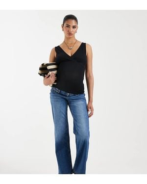 Vero Moda Tessa Wide Leg Jeans With Soft Bump Band - Blue