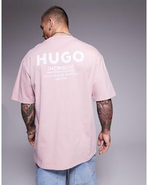 HUGO Camiseta De Corte Suelto Con Logo En La Parte Central Del Pecho De -Rosa