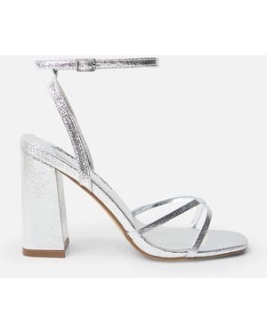 Public Desire Matilda Pu Strappy Block High Heels - White