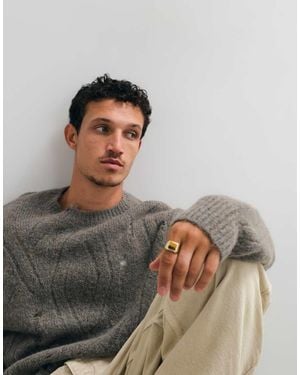 AllSaints Niko Merino Wool Distressed Knit Jumper - Grey