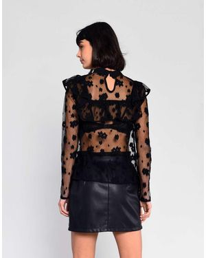 Glamorous Long Sleeve Lace Top - Blue