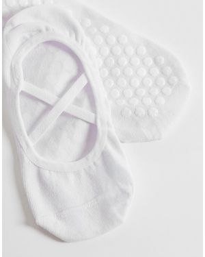 4505 – pilates – 3er-pack rutschfeste socken mit elastischen bändern - Weiß