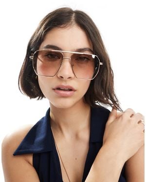 Aire Asteroid Oversized Aviator Metal Framed Sunglasses - Blue