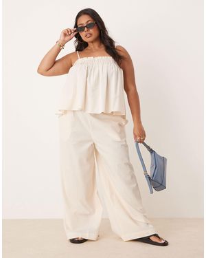 ASOS Curve Shirred Waist Pull On Pants Co-ord - Natural