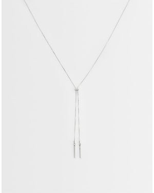 ASOS Lariat Necklace With Fine Snake Chain Detail - White